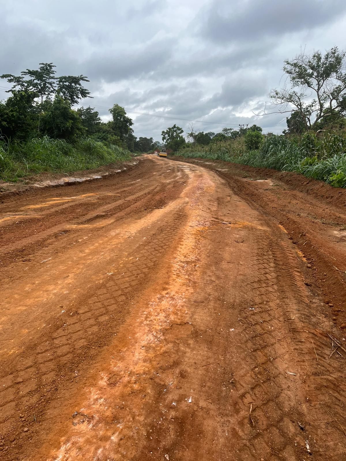 Road construction activity on site
