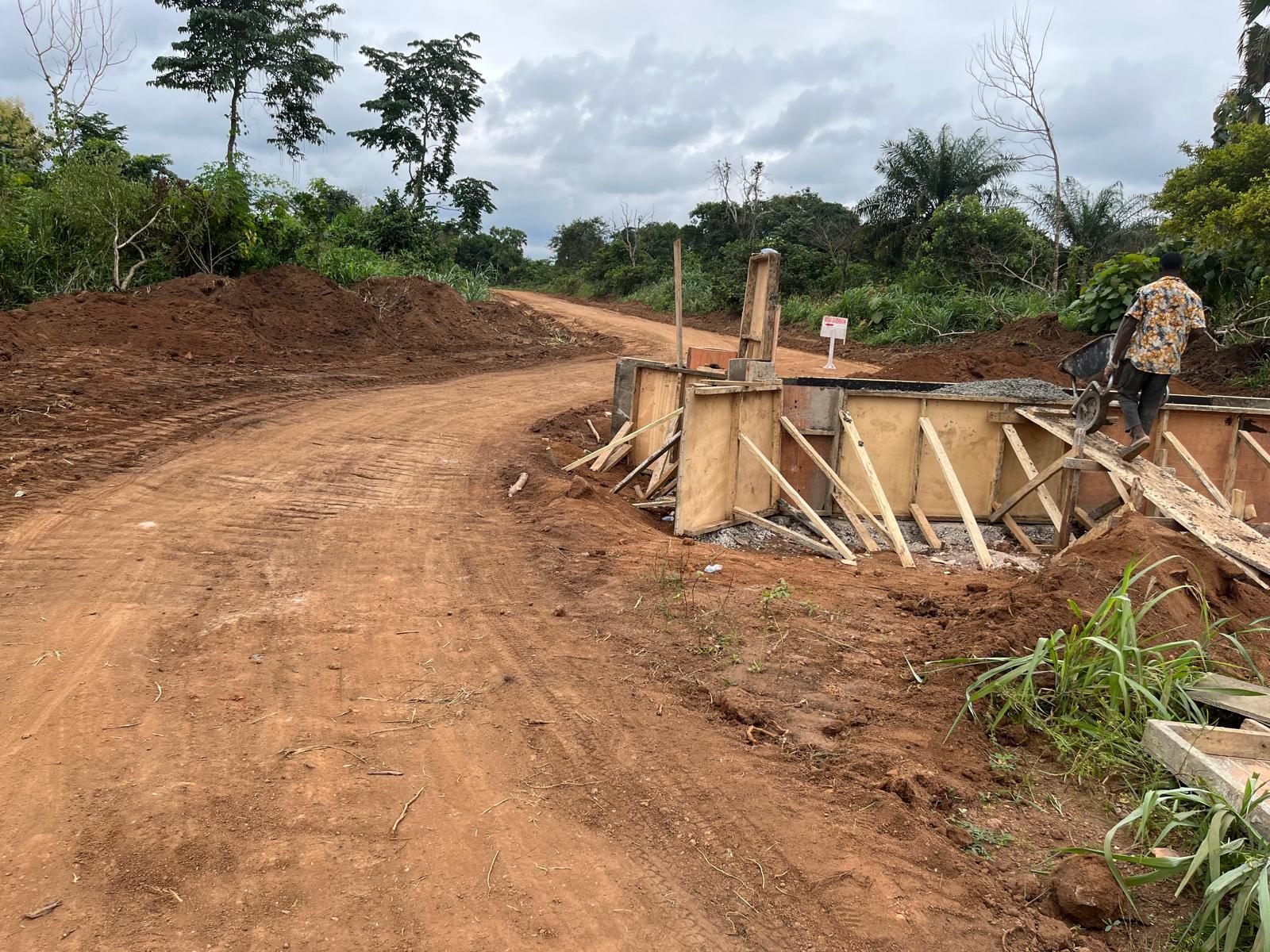 Construction corridor through green landscape